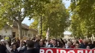 Pristalice i simpatizeri SNS iz Bačke Palanke idu peške na miting u Novom Sadu